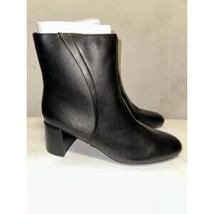 Naturalizer Womens 12M Black Supple Leather Block Heel Ankle Boots River NEW